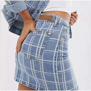 Trendy Blue Checkered Mini Skirt